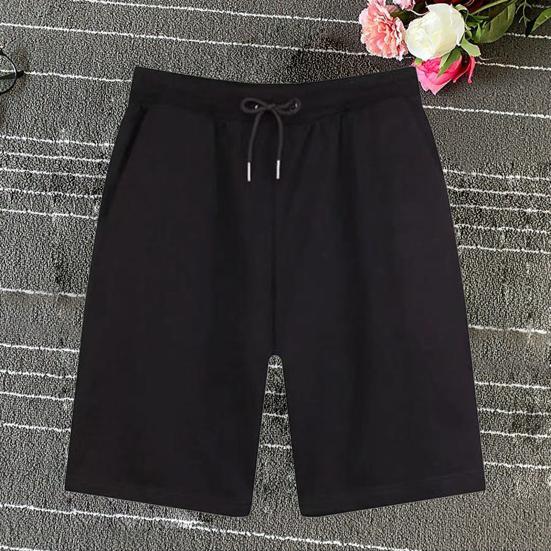 Mid-Rise Elastic Waistband Drawstring Pockets Men Shorts Outdoor Fitness Ice Silk Short Pants