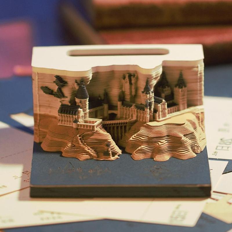 Large Time Piece Calendar 2026 Desk Calendar With Led Light 3D Tear-Away Calendar Paper Carving Art Memo Pad Gift Christmas