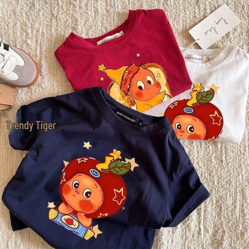 Pure Cotton Japanese Cartoon Star T-shirt for Small & Medium Children