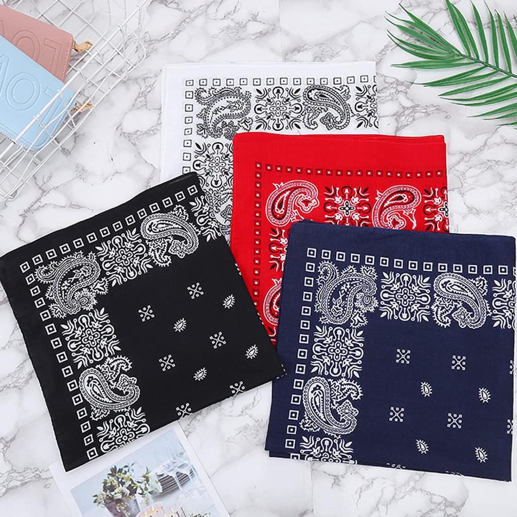 Trifong Bandana Black Unisex Cotton 100% Cotton Cashew Paisley Men's Black 55cm X 55cm