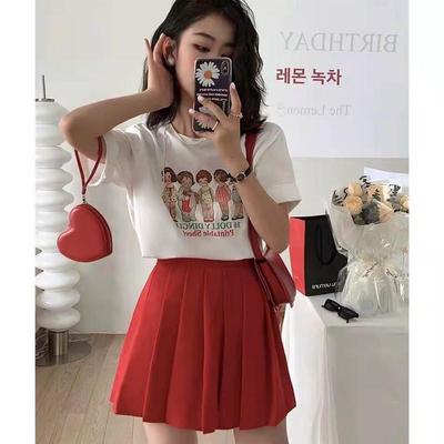 Korean Style Two-Piece: 65/35 Pull-On Top & Pleated Skirt - Ideal for Stylish Girls and Students