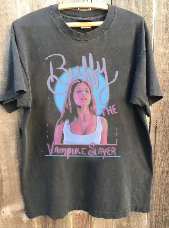 90s Buffy The Vampire Slayer Rare Graphic Charcoal Unisex Shirt KH16573 Unisex T-Shirt M