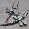 European and American Design Distressed Dragonfly Earrings Retro Insect Moonstone Earrings for Women