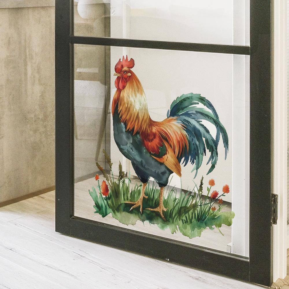 Malovaný Kohout Farmářský Styl Nástěnná Samolepka pro Obývací Pokoj Kuchyň Vstupní Hala Dekor