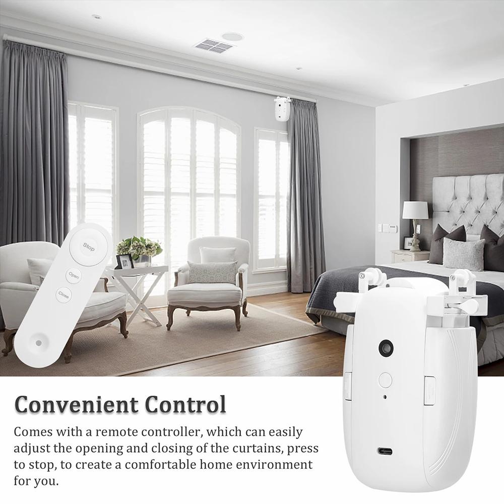 

LY-1672 2-in-1 Smart Curtain Robot Remote Control Electric Curtain Opener for U Rail,I Rail (Dual Opening) Type A