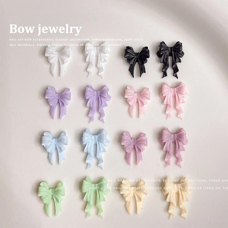 50 vnt. Ilgi banguoti lankeliai Nagų dailės priedai 2 dydžiai Spalvingi kaspino lankeliai 3D dervos nagų pakabukai Japoniškas nagų dekoras Mielos detalės Kaspinas