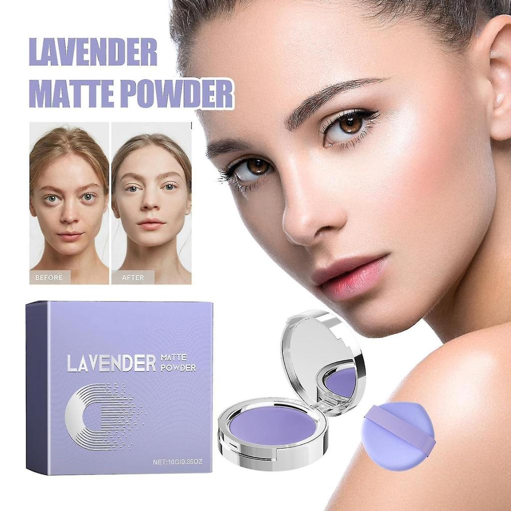 Candy Bella Chillab Lavender Matte Powder, Lavender Matte Powder Oil Control, with Powder Puff, Long-Lasting Makeup