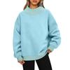 Ladies' Fashionable Loose High Neck Long Sleeved Color Hoodie Top Pullover