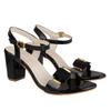 Elegant Black Heeled Sandals For Women ||Ankle Strap Chunky Block Heels With Gold Accent  Open Toe Dress Eu41