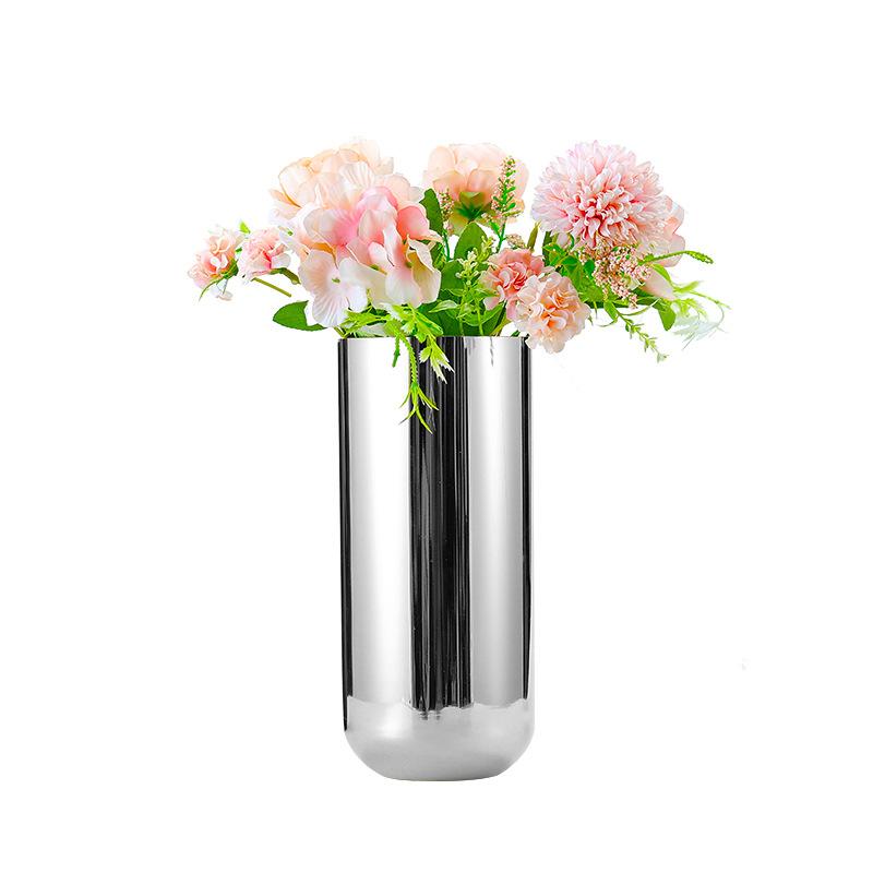 304 Stainless Steel Vase - Modern Silver Hydroponic Flower Vase, Luxury Home Decor & Holiday Table Centerpiece for Fresh Plants
