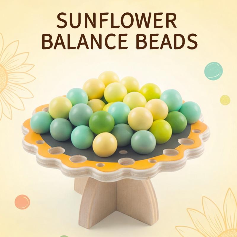 

Sunflower Wobble Ball Balance Board Game Wood Bead Stacking Challenge Family Party Game Parent-child Interaction Creative Toy