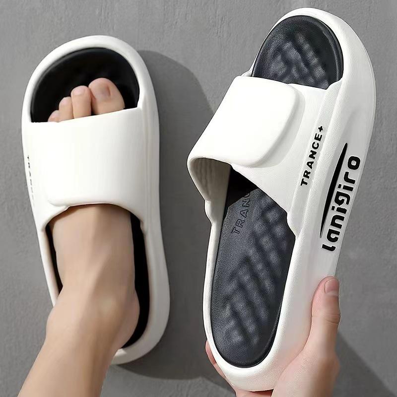 Fashion Whoholl Women Letter Slippers Beach Slides Solid Color Mens Thick Sole Indoor Bathroom Anti Slip Shoes Summer Couple Sandals 45