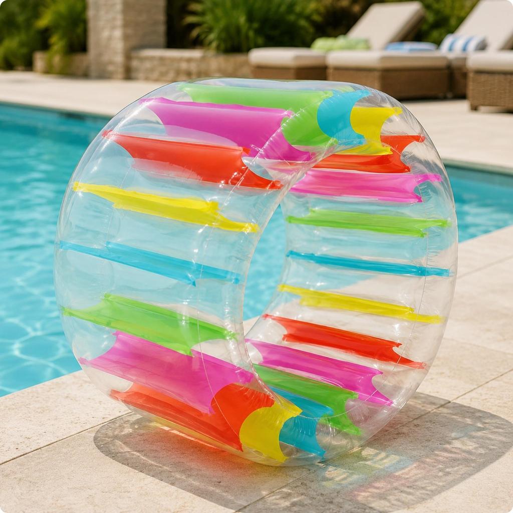 Inflatable Cylinder with Internal Strips Safe Rolling Land