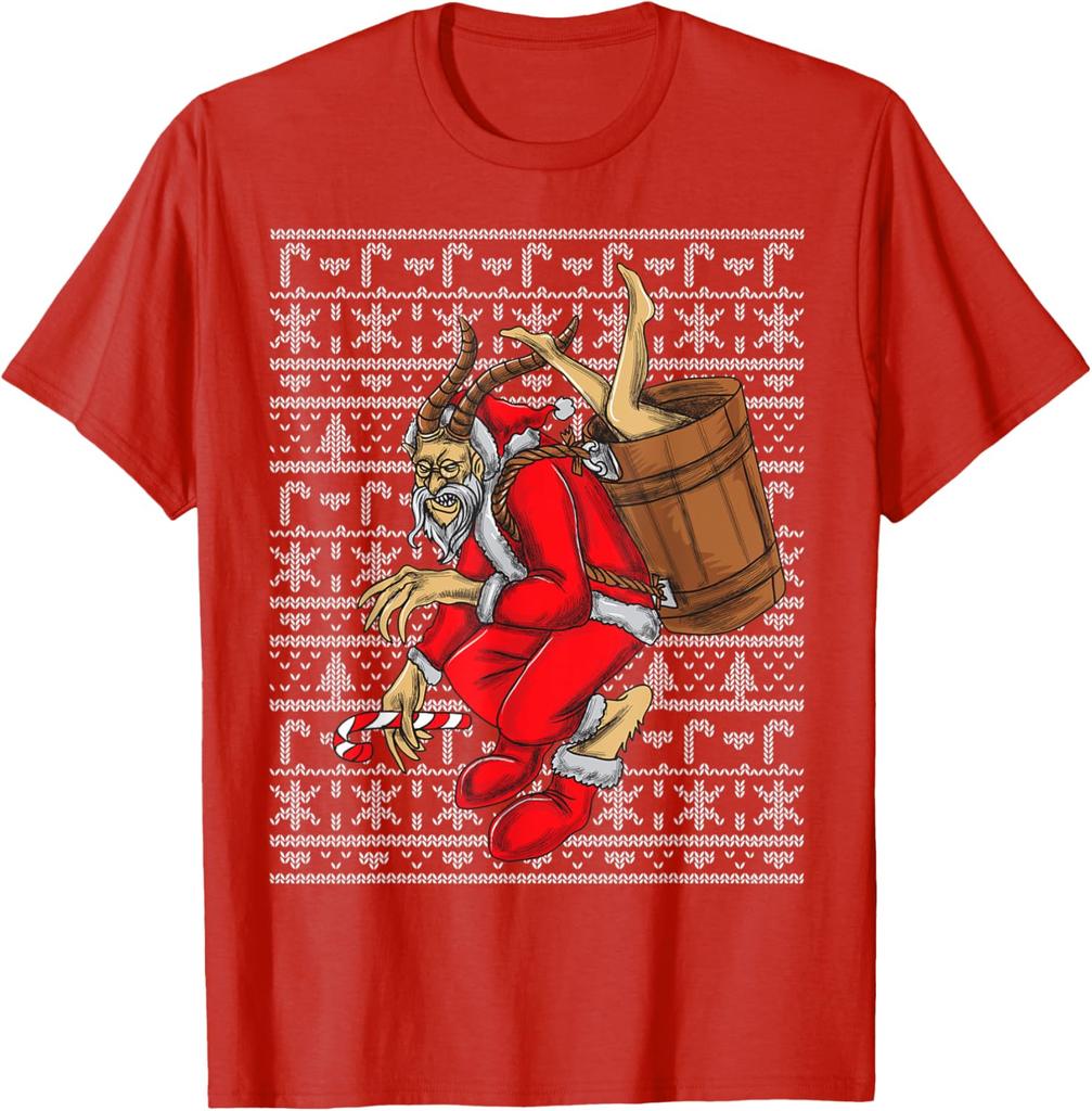 Merry Krampus Ugly Christmas Sweater Pattern Gift TShirt 100 Cotton ONeck Short Sleeve Summer Casual Mens Tshirt Size S3XL