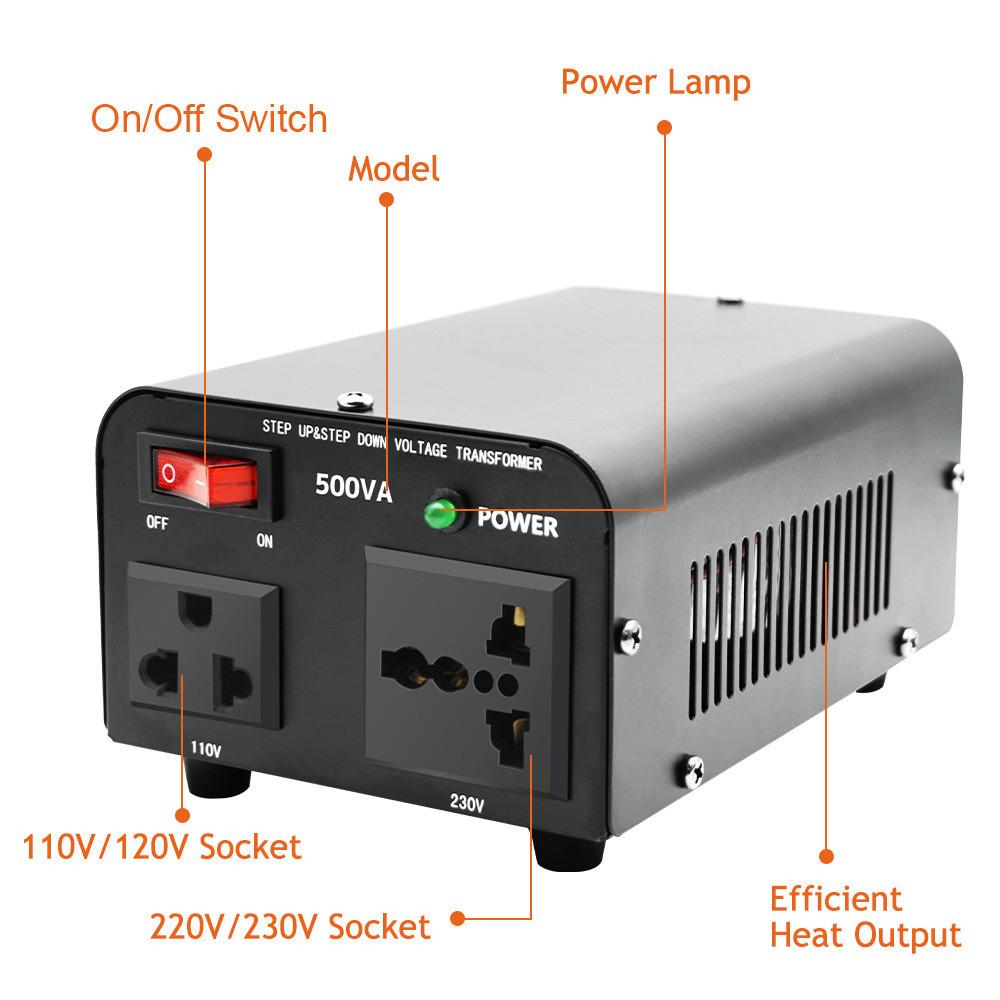 Household Voltage Transformer 110V to 220V Step Up & Down Transformer Portable Supply Voltage Converter