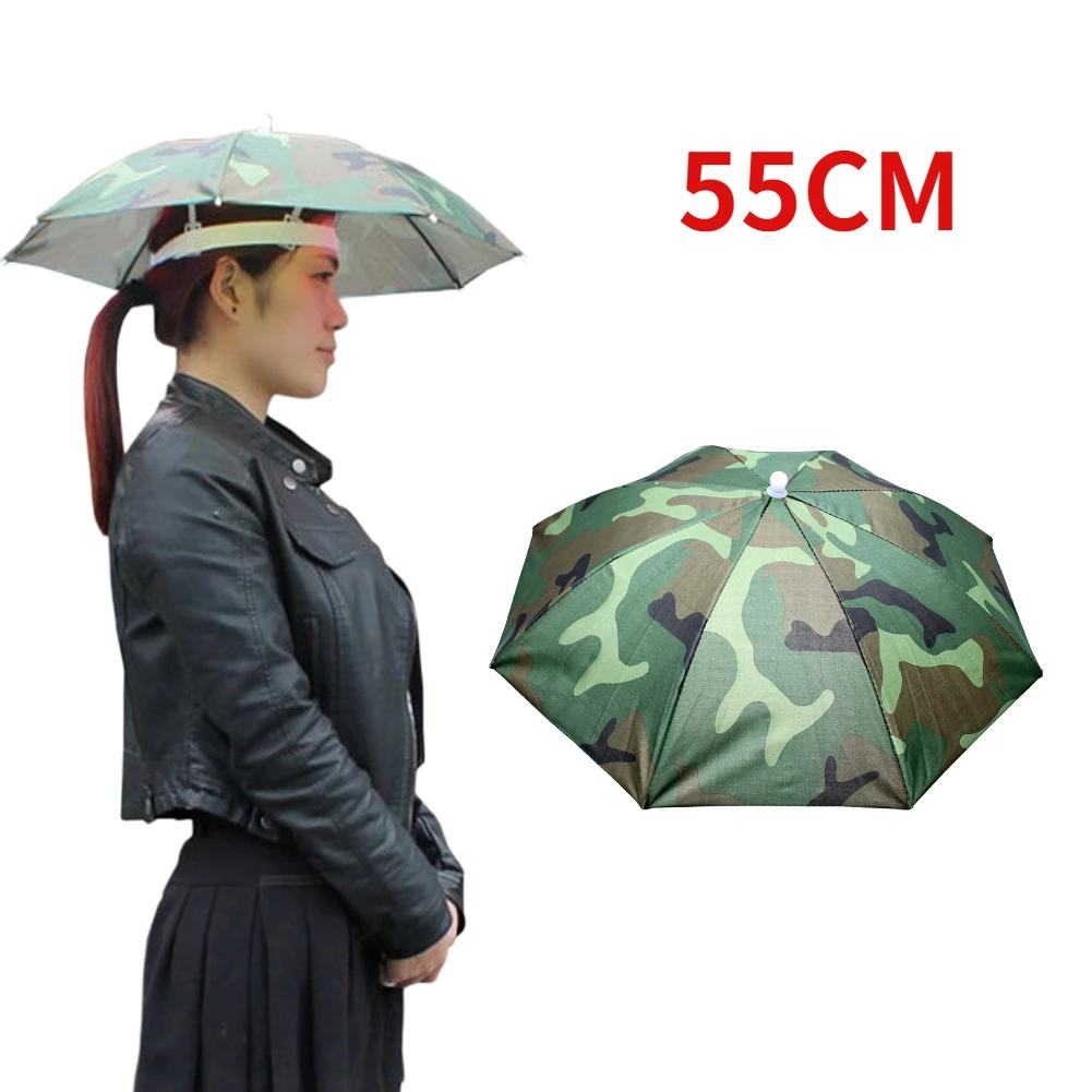 Outdoor Foldable Head Umbrella Hat Anti-Rain Anti-Sun Head-Mounted Headwear Sun Cap for Fishing Golf Cycling Hiking Camping