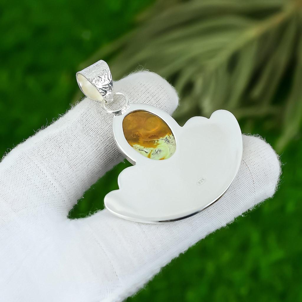 Mothers day Sale Sterling Silver Oval Fossil Coral Gemstone Daughter New Pendant