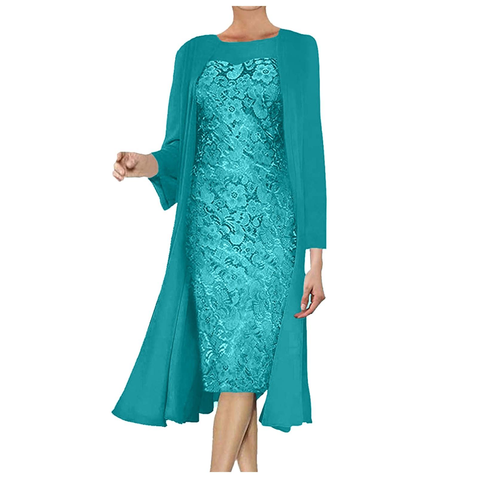 

2024 (SU)Женское модное элегантное однотонное кружевное лоскутное шифоновое платье без рукавов с круглым вырезом, платье из двух частей XXXL циан