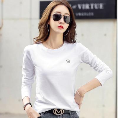 Damen Slim Fit Langarm Baumwoll-T-Shirt mit gestickter Krone (304) - Herbst/Winter Kollektion