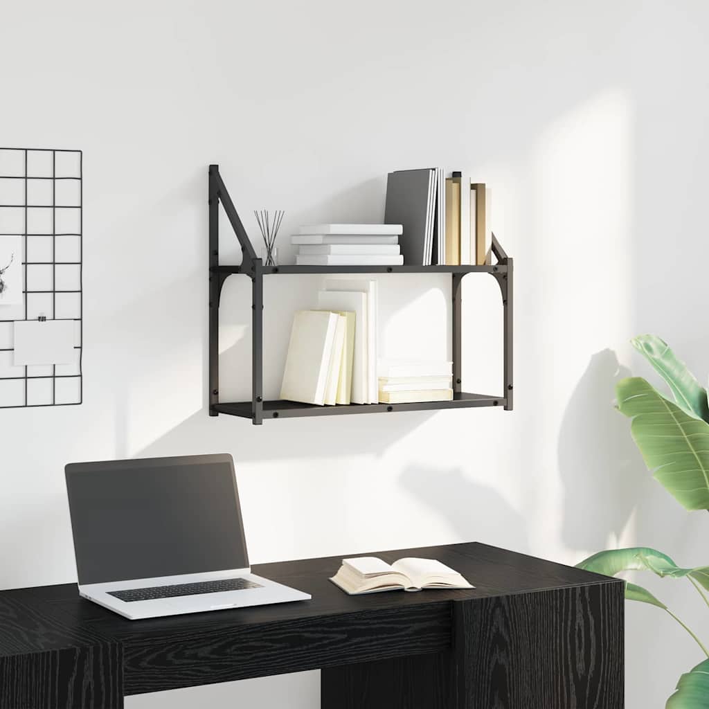 Wall Shelf Black Oak Look 60 x 21 x 51 cm Wood Based Material