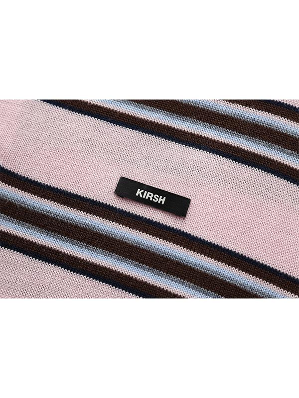 KIRSH Striped Collared Knit Top [Pink]