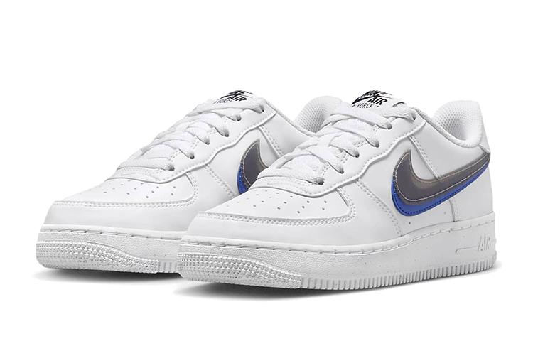 Nike Air Force 1 Low Impact Next Nature Double Swoosh White Black Blue GS FD0688-100
