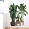 Tropical Plants Wall Sticker, Green Leaves Peel and Stick Decor for Living Room Bedroom Entryway Home Wall Art