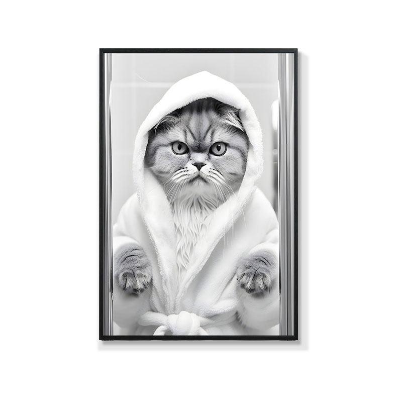 Retro Creative Animal Bathroom Canvas Painting Lion Cat Bar Toilet Bathroom Decoration Painting for Modern Living Room Asian Style Home Decor