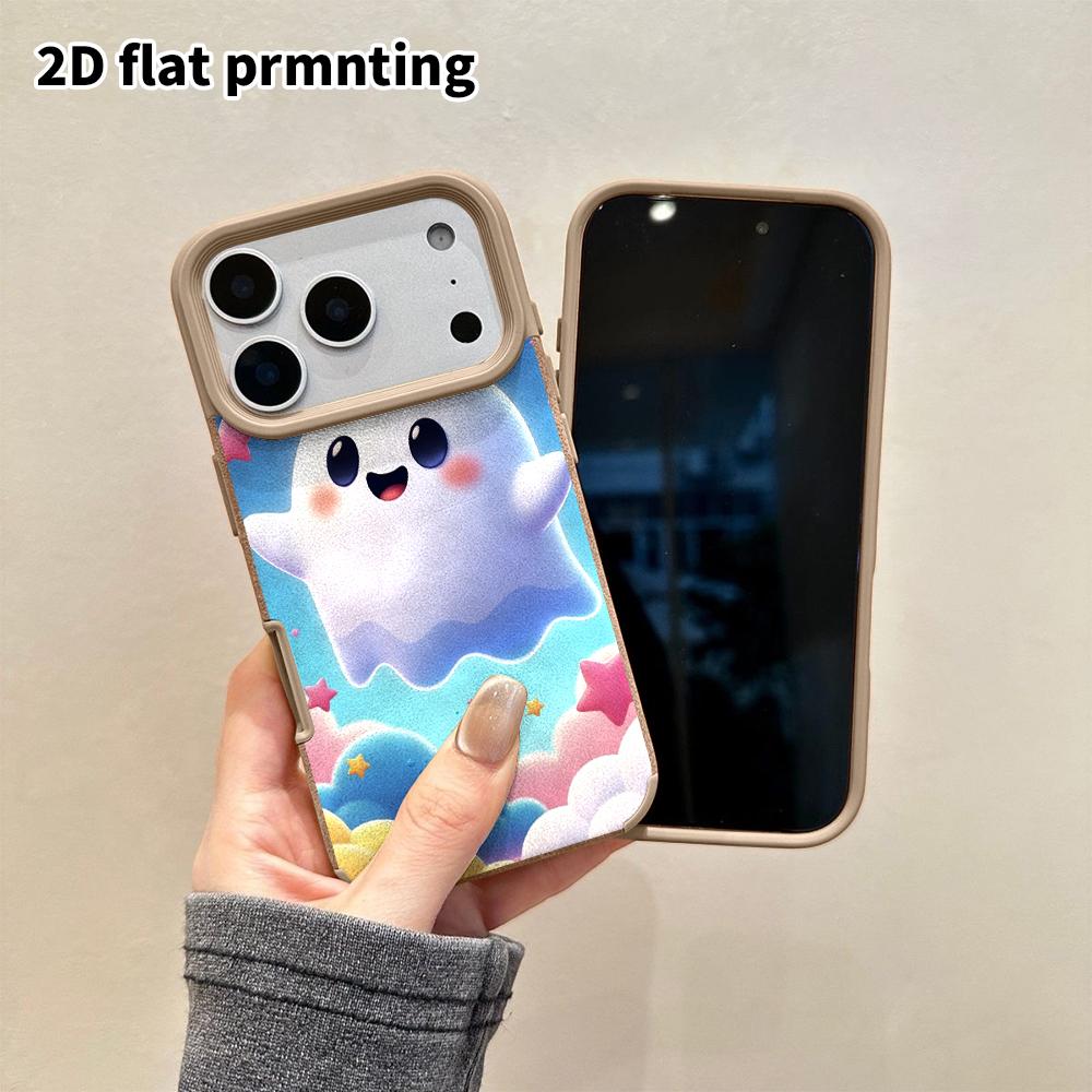 Phone Case: 2D Flat Lambskin Suitable for iPhone 18, 17, 16, 15, 14, 13 Pro Protective Cases, Rainbow Clouds, Christmas and Halloween Gifts