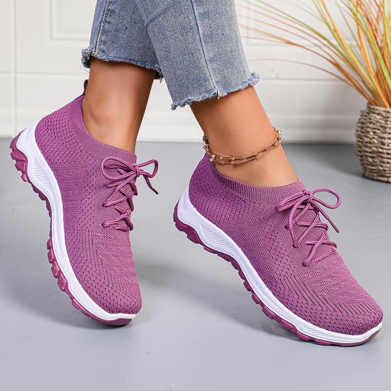 Lightwight Breathable Knit Sneakers for Women Thick Sole Non Slip Running Sports Shoes Woman All Season Casual Outdoor Sneakers