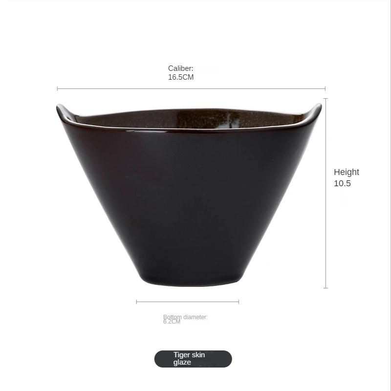 BEPAN Japanese retro ceramic instant noodle bowl creative home ramen bowl salad fruit bowl personality binaural insert chopsticks bowl