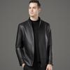 Leather jacket men's autumn and winter new business casual loose men's stand collar leather jacket middle-aged dad men's jacket
