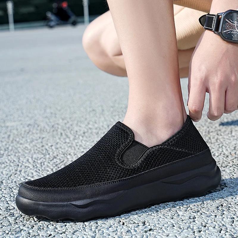 Herr Loafers Lätta Promenadskor Andningsbara Slip-on Sommar Mesh Herr Sportskor Casual Zapatillas Hombre Deportiva