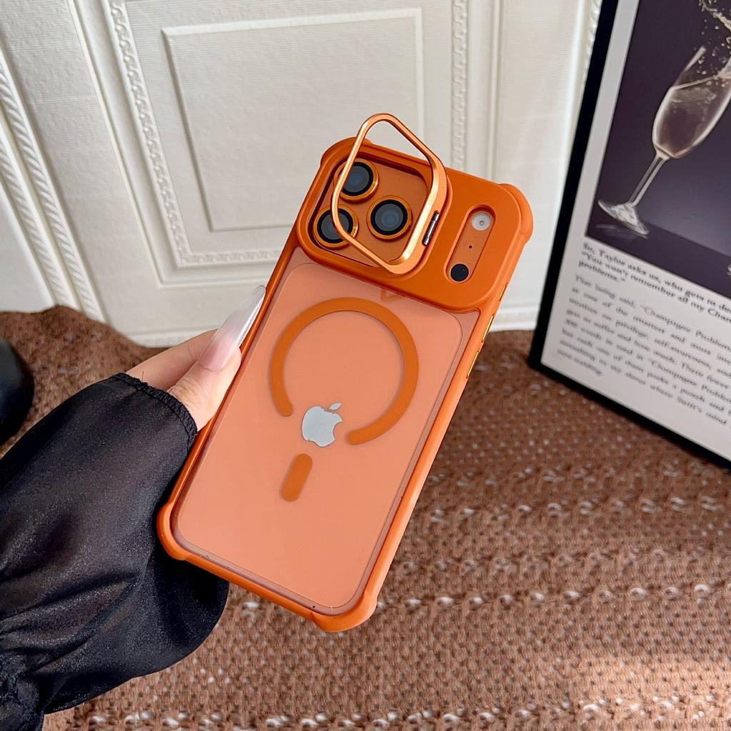 Applicable iPhone17ProMax Magnetic Lens Holder Mobile Phone Case Apple 16Pro Airbag 15 Protective Case