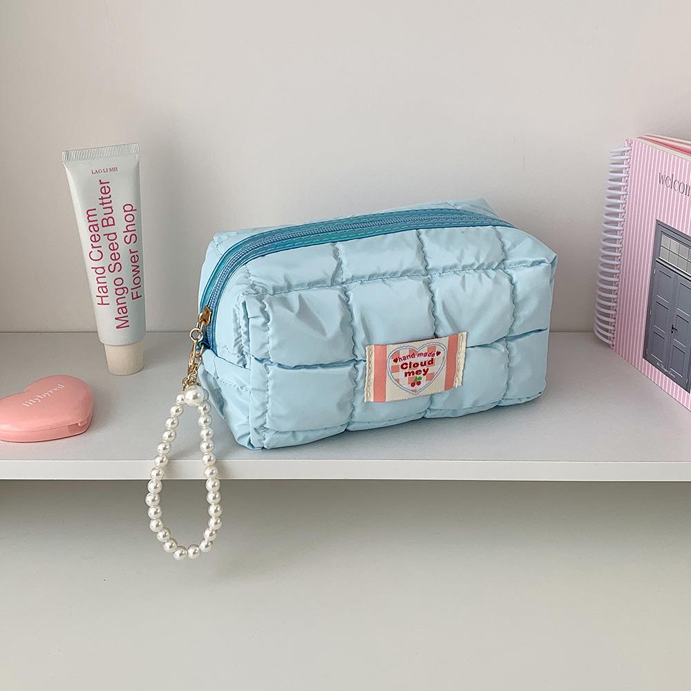 Travel Toiletry Bag Cotton Pearl Handle Cosmetic Bag Makeup Storage Bag Soft For Suitcase Travel Purse