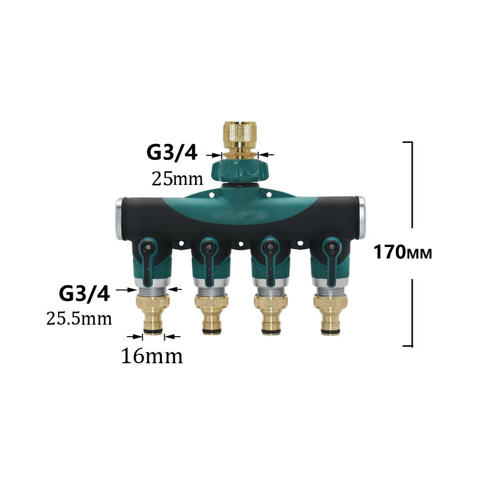 3/4“ Thread 4-Way Tap Hose Water Splitter Valve Zinc alloy Outdoor Faucet For Garden Irrigation Systems