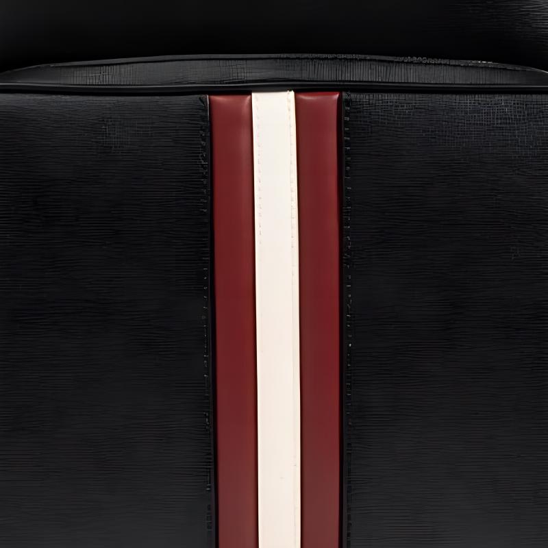 Bally Mythos Silver Logo Letter Stripe Detail Leather Backpack Unisex Backpack Black 6308460