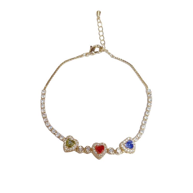 Exquisite Gold-Plated Zircon Heart Bracelet: Versatile, Luxury Bangle for Women