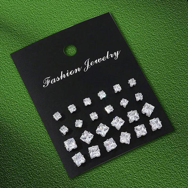 1Set Shiny Simple Wedding Stud Earrings Set For Women Men  Luxury  Stud Earrings Jewelry Accessories Gifts