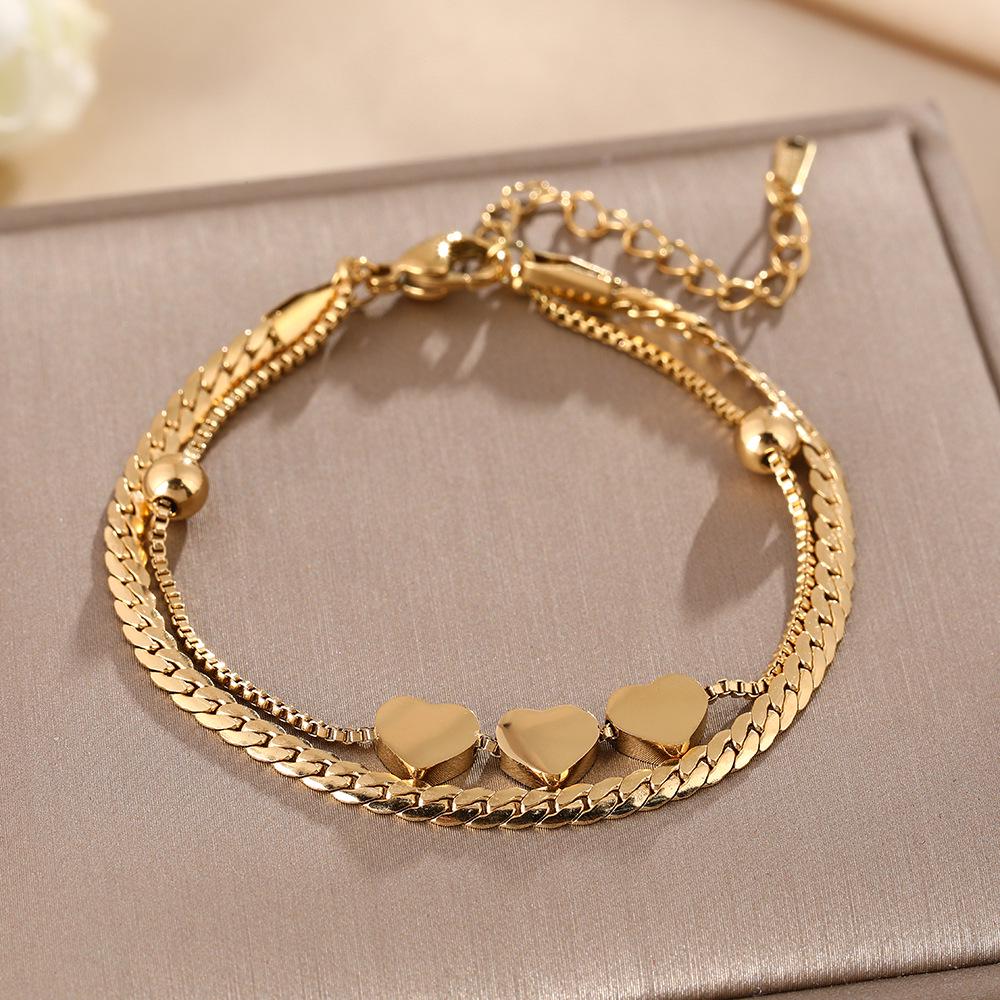 Luxe Titanium Staal Vierbladig Klaver Armband in Koreaanse Stijl met Ingelegde Diamanten voor Vrouwen - Kleurvast