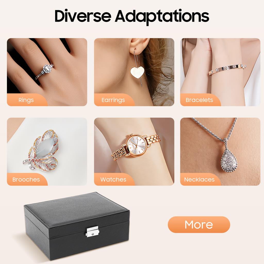 2-Tier Black Jewelry Box with Lock, Portable Travel Jewelry Organizer Case, PVC Velvet Storage for Necklace Ring Earring