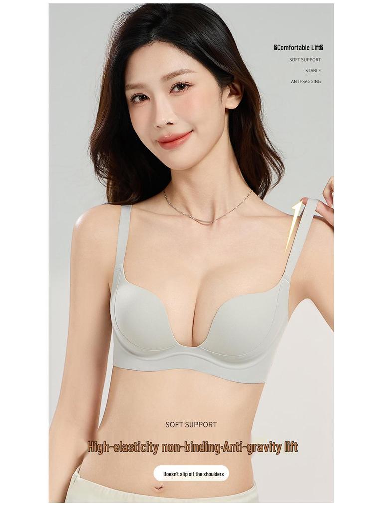 Glossy Seamless Push-Up Bra for Women - Versatile, Cross-Back, Anti-Sagging, Uplift Design for Small Chest