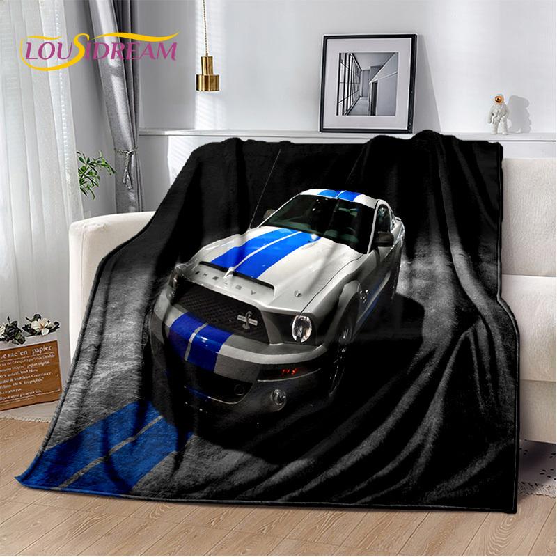 Klassiker 3D F-Ford GTR Mustang Auto Weiche Decken, Halten Warm Kuscheldecke Bequeme Decke für Picknick Betten Sofa Zuhause Schlafzimmer