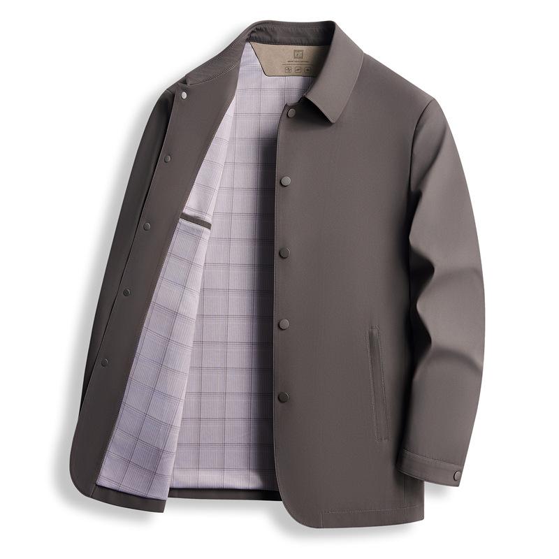 

Новое мужское пальто Весенне-осенняя куртка Куртка для мужчин среднего возраста в деловом повседневном стиле Пальто с лацканами для папы 4XL темно-коричневого