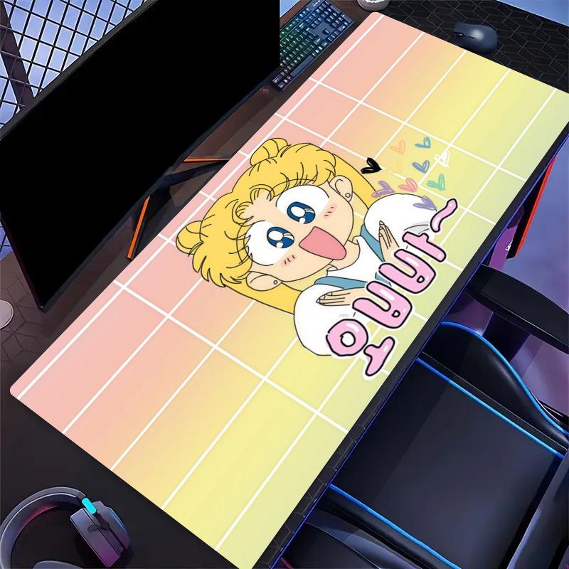 Cuscino con Stampa Sailor Moon Antiscivolo Tappetino Grande Mousepad per Laptop/Tablet XXL Tappetino per Mini PC con Bordo Bloccato