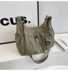 Canvas Ladies Crossbody Bag With Solid Color Drawstring Design For Daily Use And Urban Style