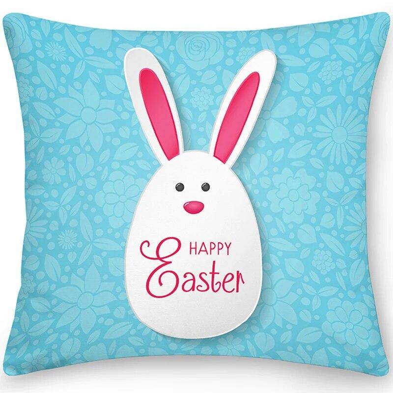 Home Decor Easter Pillowcase Sofa Cushion Cover Bedroom Room Decor Easter Bunny Egg Print Throw Pillow Case