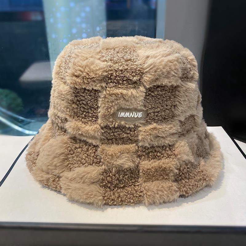 New Basin Hat Women's Autumn and Winter Versatile Lamb Wool Warm Bucket Hat Fashionable and Cute Plush Lion Hat