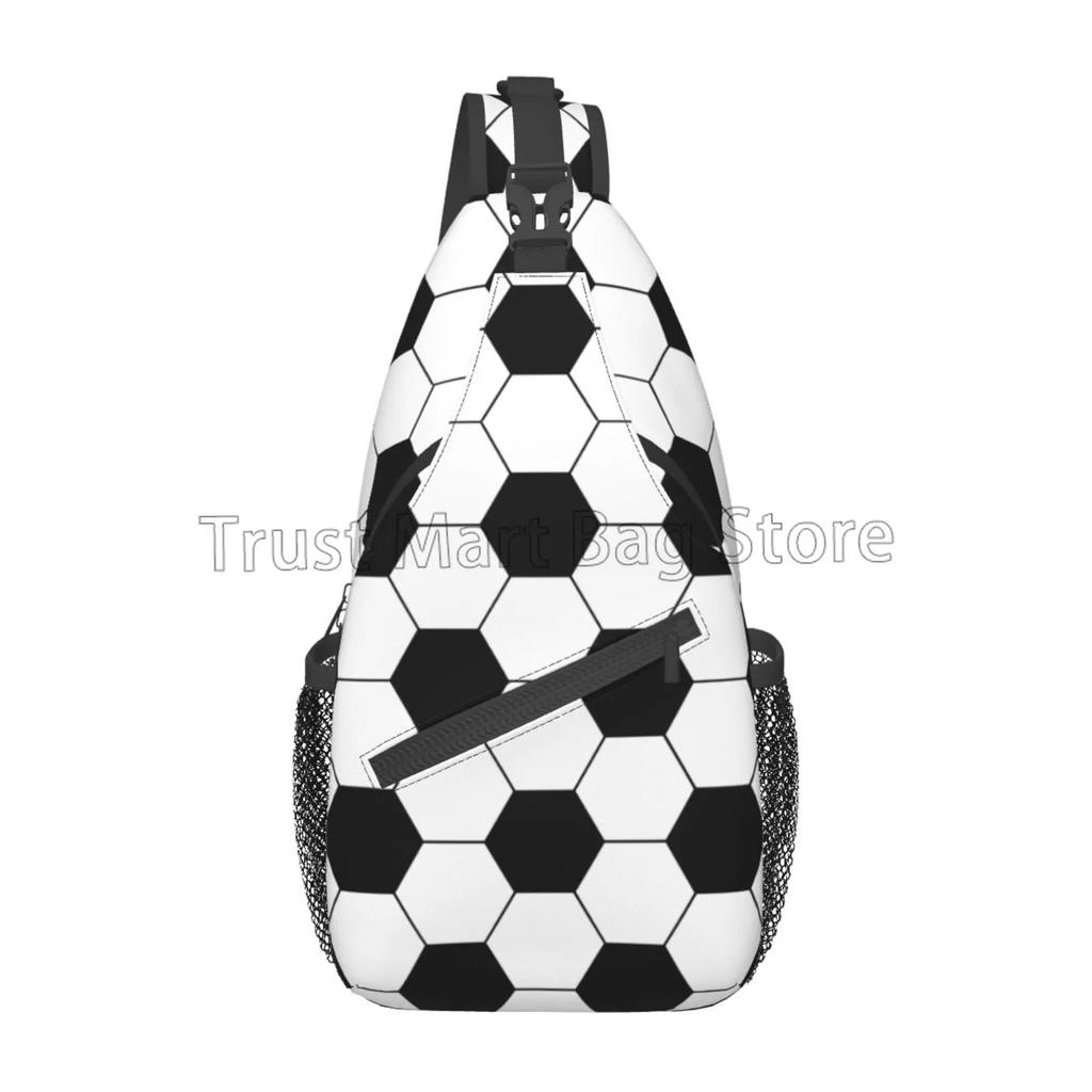 Soccer Ball Print Sling Bag Cool Football Art Pattern Crossbody Backpack Casual Chest Bag Lightweight Daypack for Travel Sports