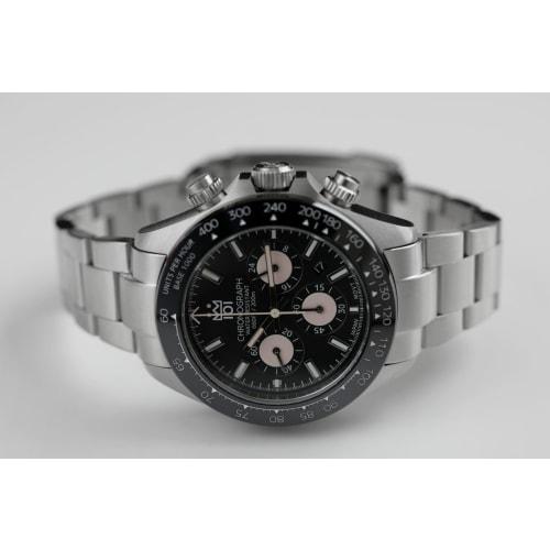 [HYAKUICHI 101] No.11 Hyakuichi Diver's Chronograph Watch with Ceramic Bezel, Black and Ivory, BKIV